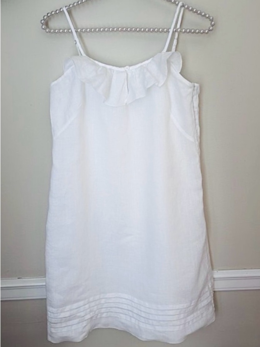 New LOFT 100% linen slip dress with ruffle trim